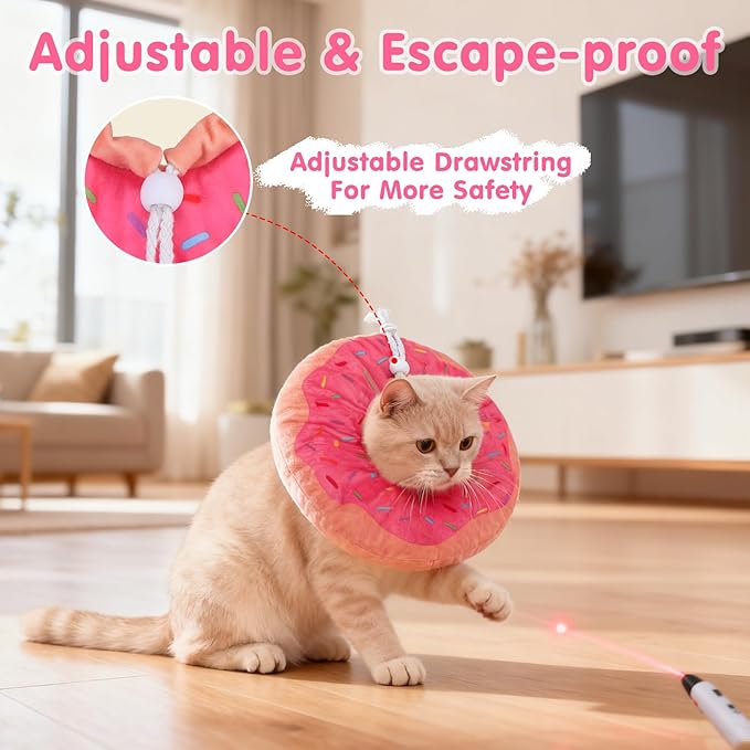 BEAUTYZOO Cat Cone Collars Soft, Cat Recovery E Collars After Surgery to Stop Licking, Adjustable Elizabeth Circle Collar Cute Pet Donut Pillow for Cats Kitten Small Dogs, Pink S
