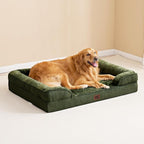 EHEYCIGA Orthopedic Dog Beds for Extra Large Dogs, Waterproof Memory Foam XXL Dog Bed with Sides, Non-Slip Bottom and Egg-Crate Foam Big Pet Couch Bed with Washable Removable Cover, Dark Green