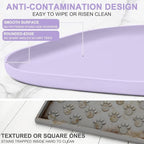 Silicone Pet Food Mat with Raised Edge for Food and Water Bowl, Dog Feeding Mats, Cat Food Trays for Floor Waterproof, Rubber Tray for Dogs and Cats, 19 x 12 x 0.7 Light Purple
