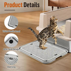 Large Cat Litter Box Step Mat, 16.5"x11.2" Cat Ramp Stairs, Cat Litter Catcher for Self-Cleaning Litter Box, Cats Pedal Step Stool Ideal for Kitten & Older Cats (Light Grey)