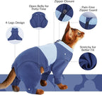 QBLEEV Cat Clothes, Soft Cat Sweaters for Cats Only, Kitten Surgery Recovery Suit Onesie Pajamas, Four Legs Cats Shirts Apparel Clothing for Hair Loss Prevention, Blue, 2XL