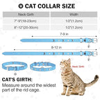 Leather Cat Collars for Boy Girl Cats with Bell and Safety Elastic Belt, Personalized Star and Moon Stud Adjustable Safe Buckle Collar for Kitty Small Big Cats Size 8-12 Inch, Light Blue