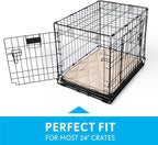 Paw Inspired Washable Padded Crate Mats for Dogs | 23” x 17” Pad, Fits 24-inch Kennels | Leakproof, Waterproof Bottom, Plush Pet Beds (Tan)