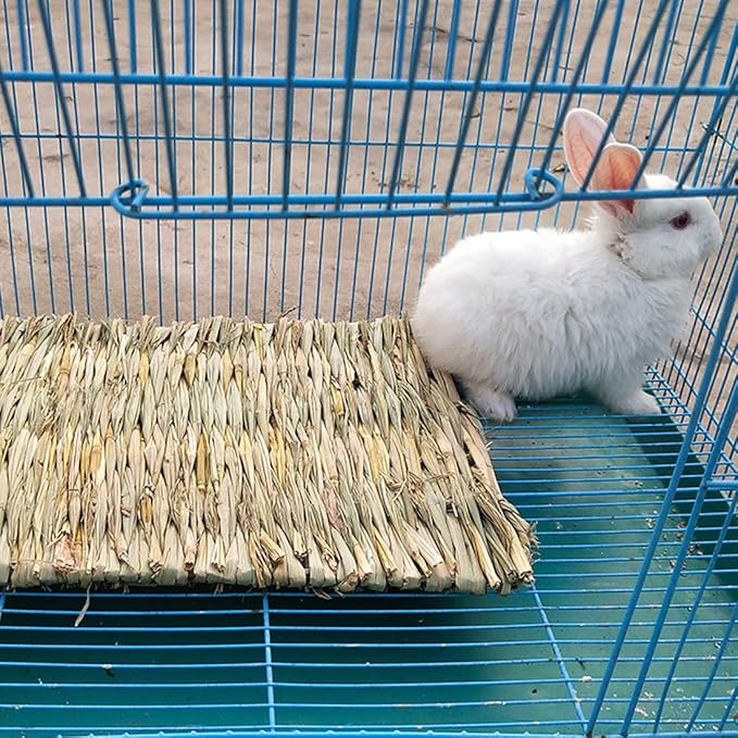PINVNBY 6 Pack Rabbit Grass Mat,Bunny Natural Straw Woven Bed,Small Animal Cages Hay Nest Sleeping,Chewing,Nesting and Toys for Rabbits Guinea Pig Hamster Hedgehog and Squirrel Bed Mat