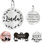 Ultra Joys Stainless Steel Pet ID Tags - Personalized Front and Back Engraving, Round Tag Vine Design, Silver Small