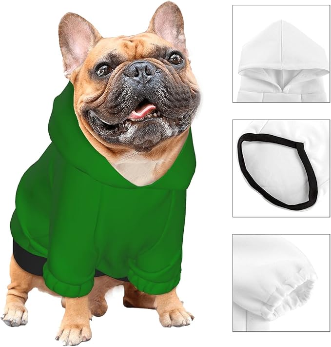 Personalized Dog Hoodie Custom Hooded Pet Warm Pullover Sweatshirt with Name Number Clothes for Chihuahua Pupppy Kitten Hoodies Puppy Soft Sweater Winter Small Dogs Cats, Green, L,