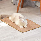 FUKUMARU Cat Scratcher Mat, 23.6 X 15.7 Inch Natural Sisal Cat Scratch Mats, Horizontal Cat Floor Scratching Pad Rug with Sticky Tapes, Protect Couch and Carpets
