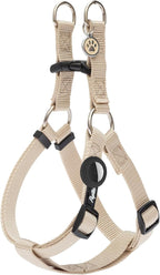 PUPTECK No Pull Dog Harness Soft Adjustable Basic Nylon Step in Puppy Vest Outdoor Walking with ID Tag and A-ir Tag Case, Cream, S