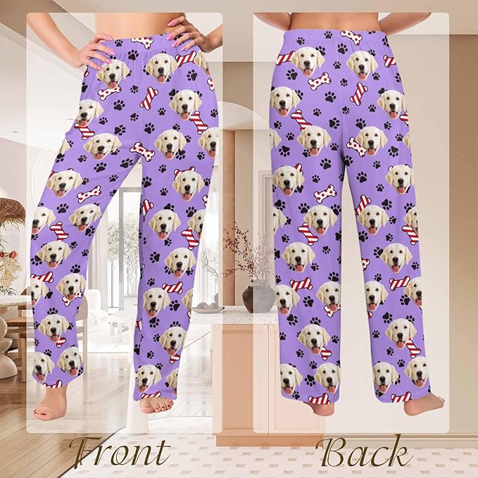 Custom Couple Pajama Pants Sock with Funny Face, Personalized PJ Anniversary Birthday Women Men Pants