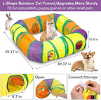 Retro Shaw 25Pcs Cat Toys with Kitten Tunnels, Interactive Kitty Toys for Indoor Cats, Large Cat Tube Tent Feather Wand Teaser Balls Bell Fuzzy Springs Mouse Crincly - Extra Longer Cats Tunnel Set