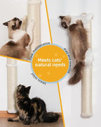 34'' Wall Cat Scratching Post, Wall Mounted Cat Scratcher Furniture for Indoor Active Cats, Tall Sisal Pole for Large Adult Cat Pet Climb Stretch Walk