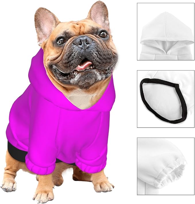 Dog Hoodie Design Your Own Personalized Pet Hoodies Small Pets Wear Shirt Customized Dog Clothes Custom Hooded Sweatshirt Pullover Text Image Dogs Puppy Cat and Kitten, Magenta, XL,