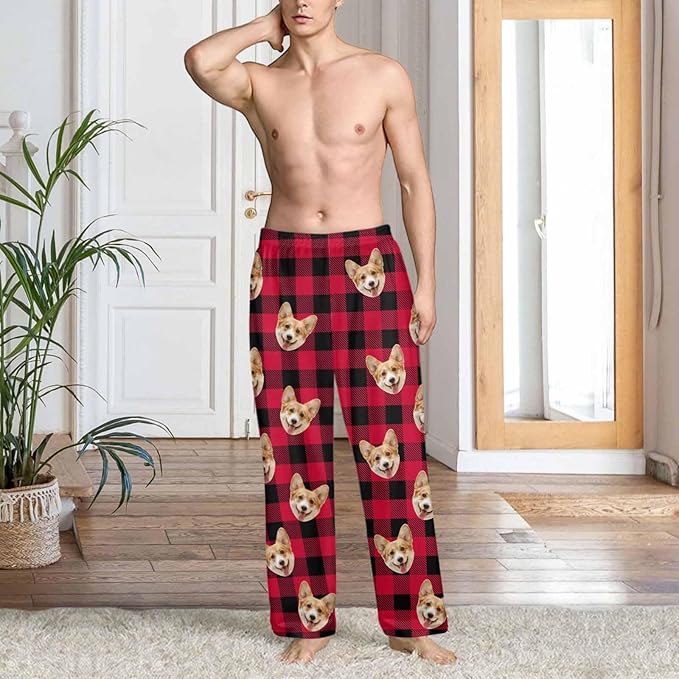 Custom Couple Pajama Pants Sock with Funny Face, Personalized PJ Anniversary Birthday Women Men Pants