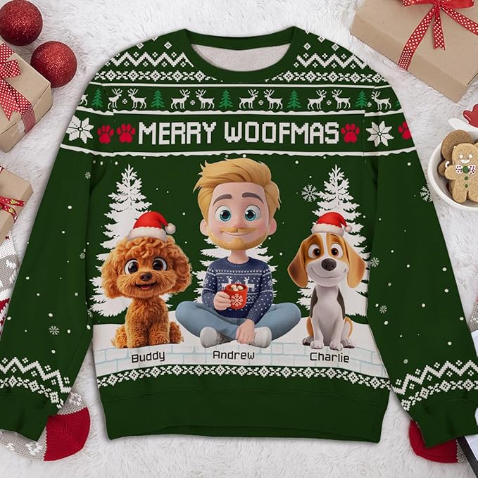 Wrappiness A Girl And Her Dog Christmas Sweatshirt - Cozy Unisex Fit Custom Shirt - Cute for Women Pet Lovers
