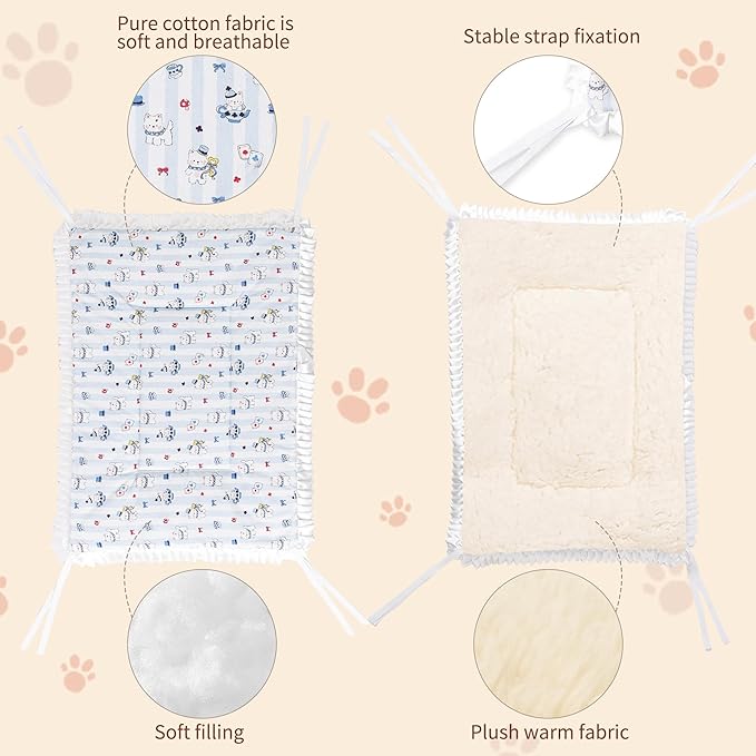 Reversible Silent Cat Bed Self Warming Pet Pad Thin Style Mat Washable Cushion Pad, Pad for Window Perch Outdoor Cat Houses, for Cats, Small Dogs, Rabbits, Non Electric,(Blue Puppy,S)