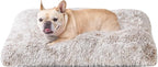 EHEYCIGA Fluffy Dog Crate Bed for Medium Dogs, Plush Faux Fur Crate Pad, Calming Anti Anxiety Medium Dog Bed, Washable Soft Warm Mat with Non-Slip Bottom, Brown