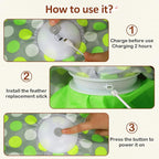 Interactive Cat Toy, Automatic Cat Toys for Indoor Cats, Hide and Seek Cat Toy with Motion Activated, Moving Feather, Chirping, USB Rechargeable