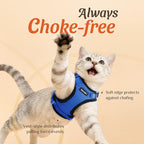 Dooradar Cat Harness and Leash Set, Escape Proof Safe Adjustable Kitten Vest Harnesses for Walking, Easy Control Soft Breathable Mesh Jacket with Reflective Strips for Cats, Blue, M