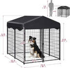 Dog Kennel Outdoor, 4.5' x 4' x 4' Outside Dog Kennel with Roof, Welded Wire Pet Pen with Security Lock Dog Cage for Outside Dog Enclosures for Medium Small Dogs