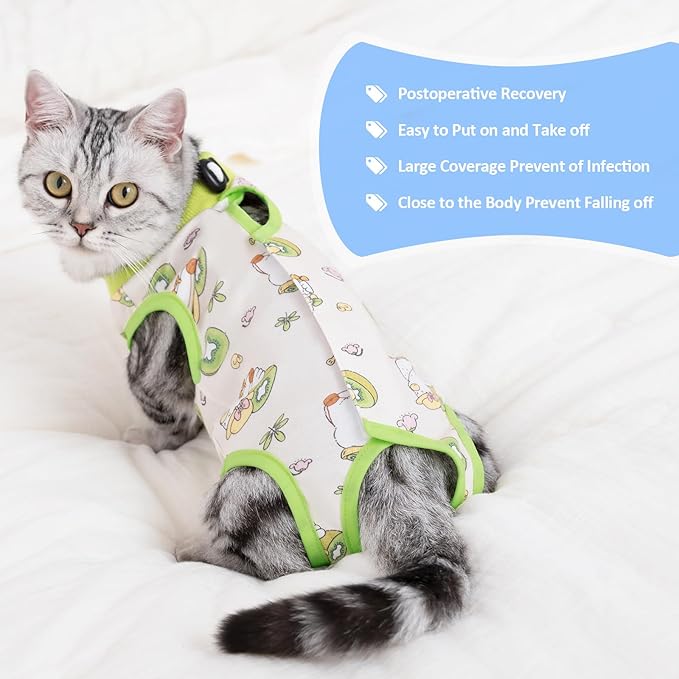 Cat Recovery Suit Female, Breathable Cat Onesie After Surgery Female for Abdominal Wounds or Skin Diseases, Surgery Recovery Suit Kitten Onesie After Spay Wear Anti Licking