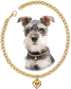 HOWWFALY Dog Collar and Cat Chain Necklace Stainless Steel Adjustable 18K Gold Heart-Shaped Necklace for Small Pets Cats Kitten Puppy (Gold, 12 inch)