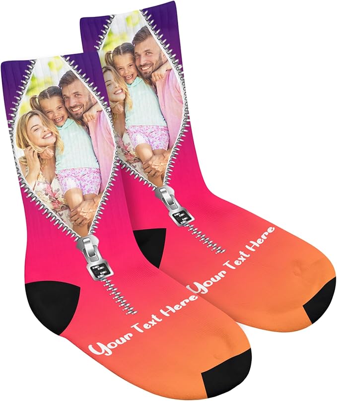 Artsadd Custom Face Socks for Dad Fathers Day Gift Novelty Personalized Photo Pet Socks Customized Crew Sock -Made In USA
