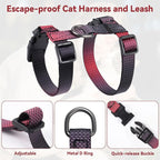 Cat Harness and Leash Set, 3-in-1 Escape Proof Adjustable, Comfortable Soft Lightweight, Safe, Easy to Wear, Walking Travel Kitten Harness for Small Medium Large Cats （Red