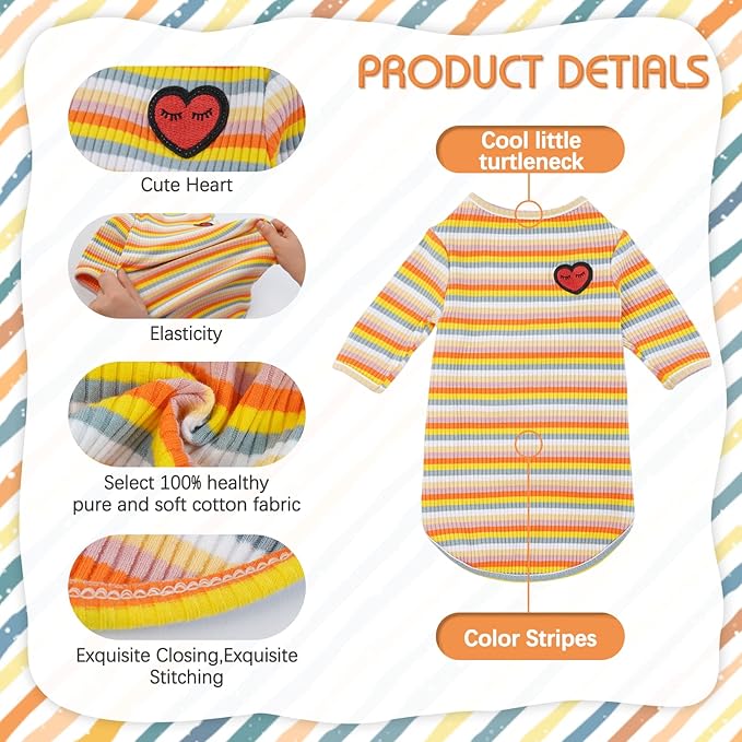 DENTRUN Hairless Cats Shirt Breathable Cat Daily Wear Clothes Stripe Vest Adorable Pajamas Jumpsuit Soft & Skin-Friendly