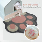 Cute Cat Litter Mat 24”x16”, Litter Box Mat, Litter Trapping Mat, Soft on Kitty Paws, Easy Clean, Anti Slip, Pet Accessories, Door Floor mats - Grey Pink