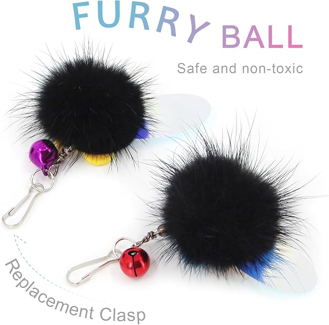 SONGWAY Cat Toy Wand Refills - 6 PCS Insect Shaped Furry Cat Toys Replacement, Interactive Cat Toys for Indoor Cat Kitten