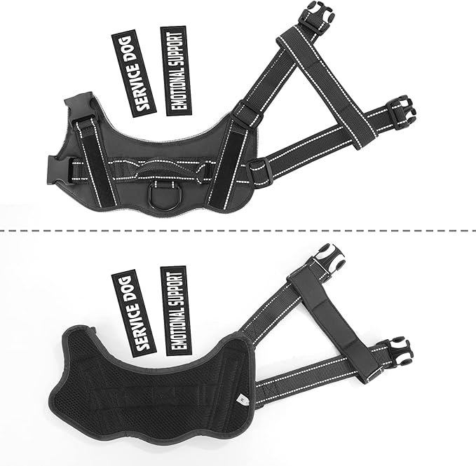 voopet Service Dog Harness, Emotional Support Pet Vest Harness, Reflective Breathable & Adjustable No Pull ESA Harness for Small Medium Large Dogs (with 4 PCS Removeable Tags),XX Small (Pack of 1)