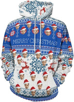 Artsadd Custom Face Unisex athletic Pockets Sweatshirt Loose Hoodie Custom Christmas Long Sleeve Sweatshirt Hooded Pullover