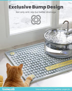 Tomxcute Extra Thick Pet Feeding Mat 19.7" x 14.2", BPA-Free Food-Grade PVC, Waterproof Raised Edge Non-Slip Bowl Mat for Cat Water Fountain & Automatic Feeder, Textured Fast-Drain, Brush Included