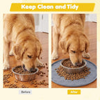 Silicone Pet Food Mat, Dog Dish Mat, Dog Cat Food Mats Small, Silicone Mats for Dogs Bowls, Waterproof Non-Slip Dogs Cat Water Bowl Placemat with Raised Edge, Gray