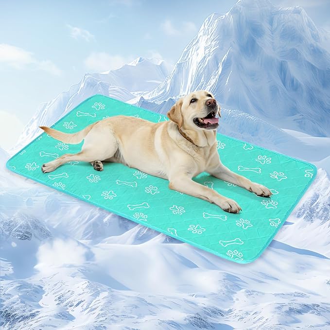 BEAUTYZOO Upgraded Dog Self Cooling Mat Ice Silk Chill Pads for Small Medium Large Dogs Q-MAX＞0.43- Summer Reusable Pet Training Pad - Absorbent Non-Slip Cool Mat for Kennels, Crates, Beds, 18" x 24"