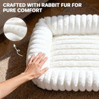 Dog Beds Large Sized Dog, Washable Self Warming Dog Cat Bed Rectangle Orthopedic Large Pet Sofa, Super Soft Plush Rabbit Fur Pet Couch Cute Cat Bed with Removable Zipper Cover & Anti-Slip Bottom