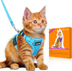Halypet Cat Harness and Leash Set [MAX Safety 4th-Gen Upgrade] Escape Proof Adjustable Cat Leash Comfortable Soft Vest Easy to Wear Kitten Harness with Reflective Strip for Cats Walking, S SkyBlue