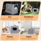 Cat Enclosed Travel Litter Box Kit with Lid Odorless Dustless, Lightweight Cat Portable Foldable Litter Box for Indoor and Car