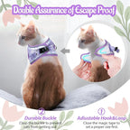 Cat Harness and Leash Escape Proof for Walking, Adjustable Soft Kitten Harness with Reflective Straps Step in Cat Vest Harness for Small Kitten and XS Dogs (Purple, S-Chest(11.8"-13.7"))