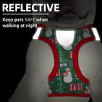 PUPTECK Adjustable Dog Harness Collar and Leash Set Step in No Pull Pet Harness for Small Medium Dogs Puppy and Cats Outdoor Walking Running, Soft Mesh Padded Reflective Vest Harnesses, Christmas, XS