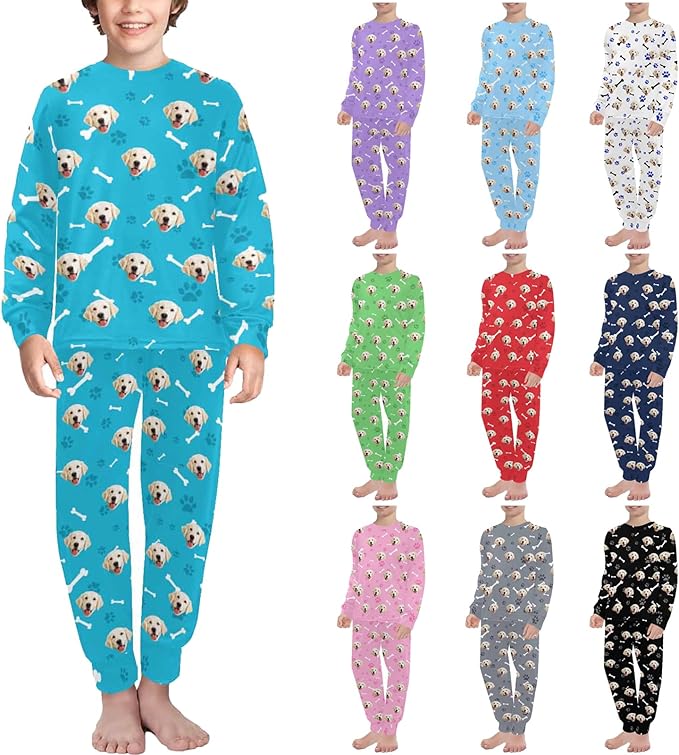 MyPupSocks Customizable Pet Lover Pajama Sets | Personalized Face Printed Sleepwear for Daughter & Son