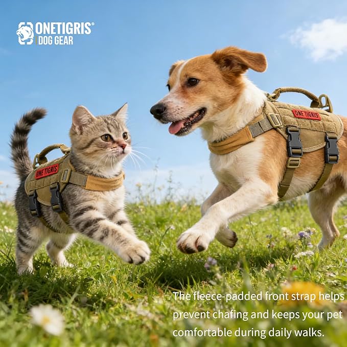 Tactical Dog Harness, Milltary Dog Vest with Durable Vertical Handle for XXS Puppy Dog