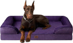EHEYCIGA Orthopedic Dog Beds for Extra Large Dogs, Waterproof Memory Foam XXL Dog Bed with Sides, Non-Slip Bottom and Egg-Crate Foam Big Pet Couch Bed with Washable Removable Cover, Purple