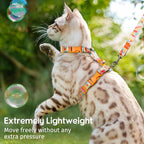 Dooradar Cat Harness and Leash, Escape Proof Adjustable Kitten Vest, Lightweight Soft Pet Straps, Easy Wearing for Small Medium Kitty Safe Walking Travel Control, Rainbow, S