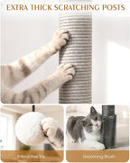 Maine Coon Cat Tree for Large Cats, Modern Cat Tree Tower with Plush Platforms, Heavy Duty Cat Trees for Indoor Cats Large Adult, Gray Sisal Posts, Scratching Post for Indoor Cats