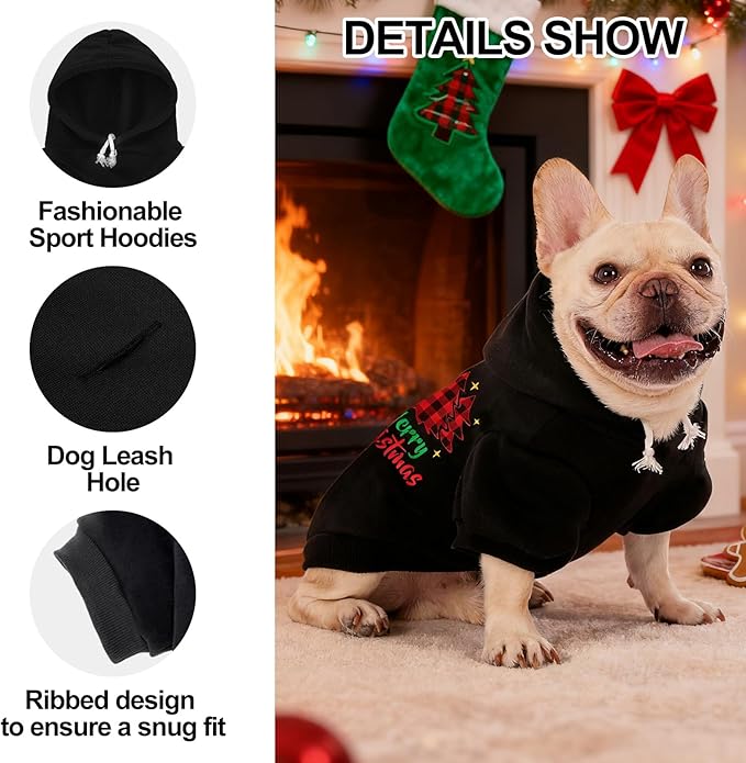 EXPAWLORER Dog Hoodie-Soft and Warm Dog Sweaters, Pet Clothes Autumn Winter Coat Sweatshirt with Christmas Theme Print for Puppy,Cat, Small Medium Large Dogs