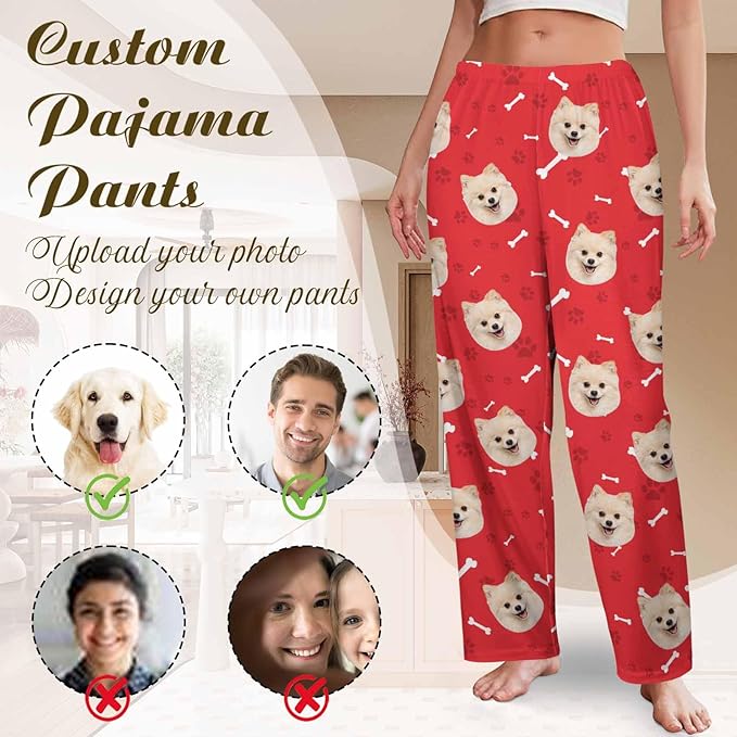 Custom Couple Pajama Pants Sock with Funny Face, Personalized PJ Anniversary Birthday Women Men Pants