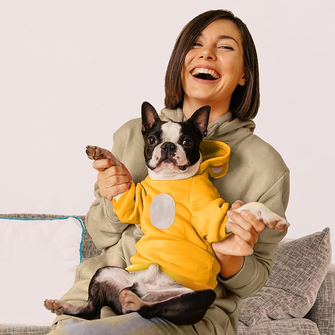 Small Dog Hoodie Soft Warm Fleece Fall Winter Dog Clothes Cute Puppy Sweaters Cat Coat Funny Blank Pullover Doggy Hooded Sweatshirts for Small Dogs Chihuahua Costumes Kitten Outfits(Yellow,S)