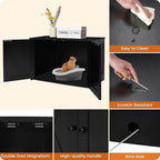 Dwanton Litter Box Enclosure, Cat Litter Box Furniture Hidden, Reversible Entrance Can Be on Left or Right Side, Wooden Cat Washroom Indoor, Black, 27.6 Inches