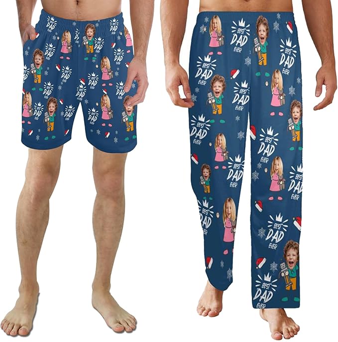 Custom Pajama Pants for Men, Personalized PJ Pants with Photos, Custom Mens Pajama Shorts, Gifts for Dad Husband